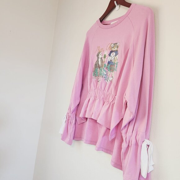 Offing Women Sweatshirt French Terry Sz L Casual Fun Graphic made in Korea - Picture 4 of 15